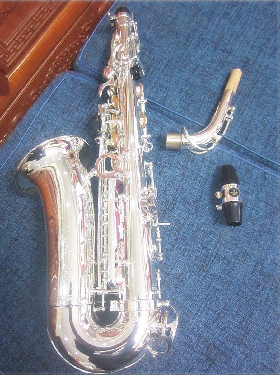 جديد عالي الجودة EB Alto Saxophone A-992 E مسطح الفضة الموسيقية الساكس مع العلبة الفم