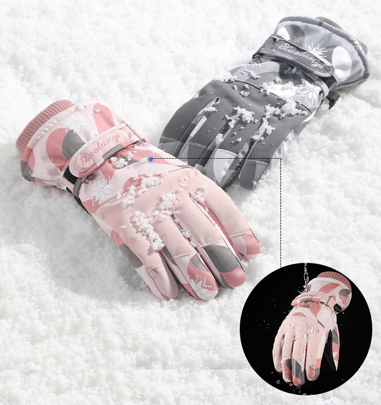 Ski gloves Women's winter outdoor warm riding thickened autumn and winter windproof wear resistant touch screen winter cotton gloves