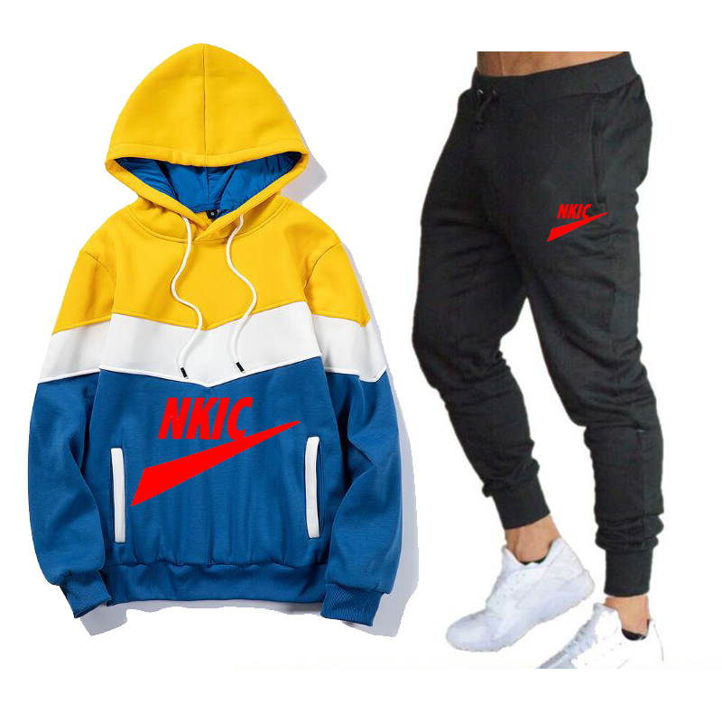 Spring New Men Tracksuits Brand Print Letter Print Fashion Sets Casual Pullover Tracksuit Hoodies Sweatshirts Plus Warm