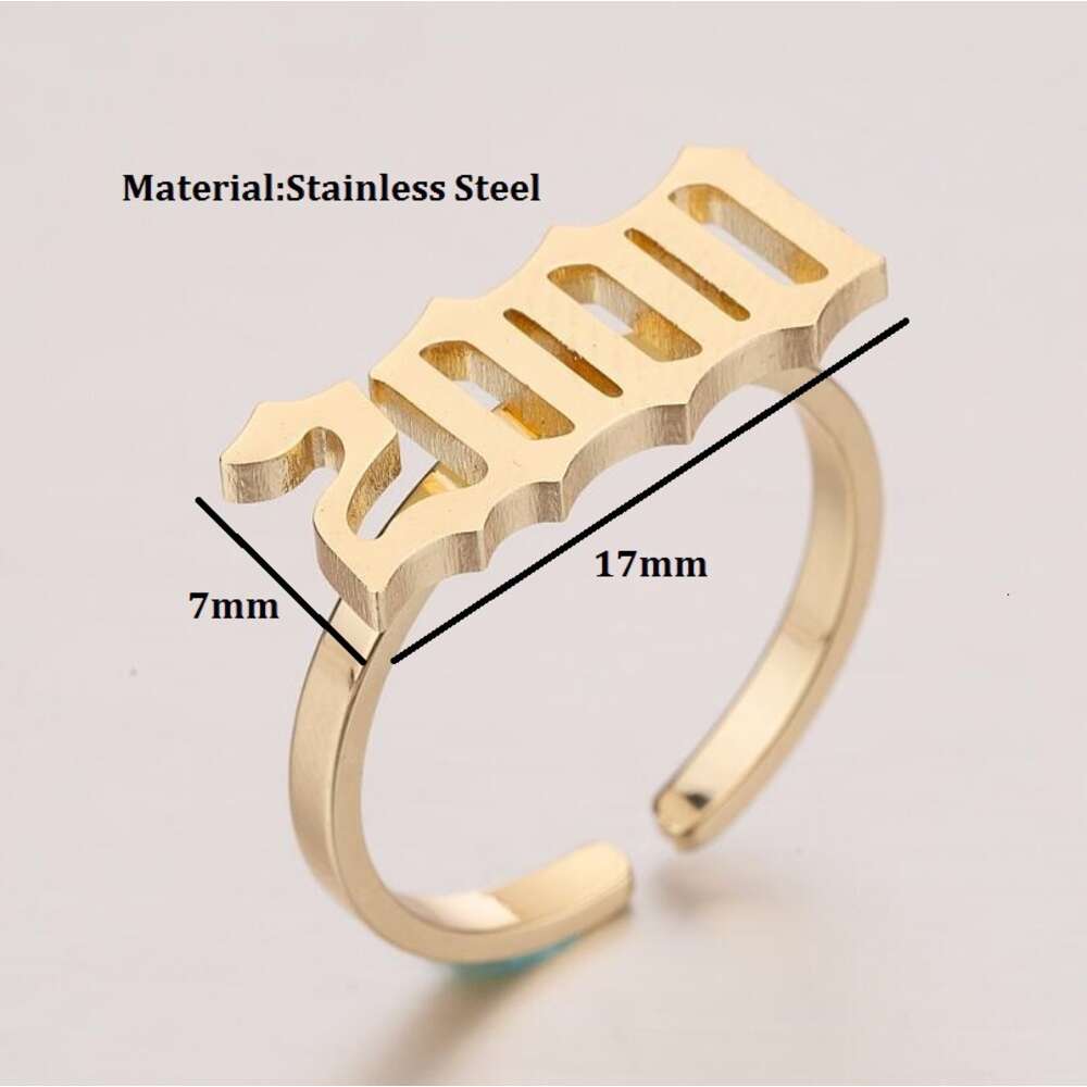 New Couple Women's Fashion Simple Digital Combination Stainless Steel Birthday Ring