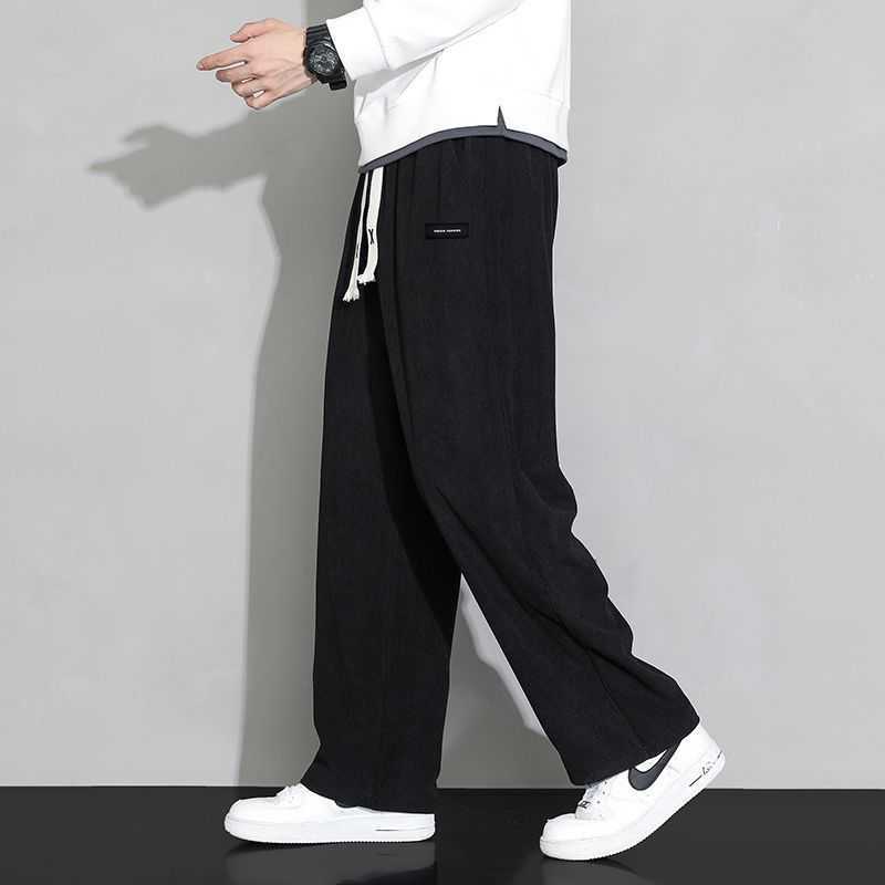 Pantalones de hombre Primavera Otoño Moda Temperamento Pana coreana Pantalones anchos Hombre Suelto Casual Color sólido Hombre Pantalones de chándal Ropa de calle W0411