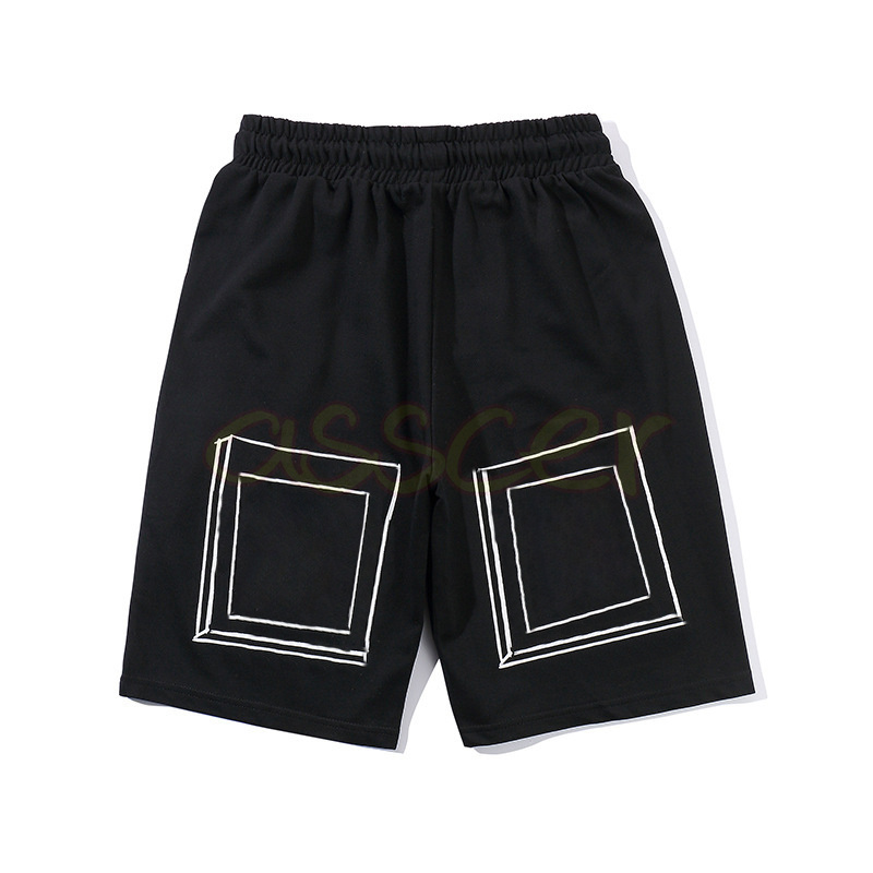 High Street Summer Beach Drawstring Shorts Mens Fashion Short Pants Man Geometric Print Five-point Pants Asian Size M-2XL