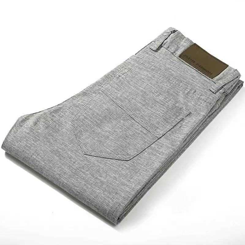 Pantaloni da uomo Pantaloni da uomo Moda estiva Corea Slim Fit Dritto Lino Cotone Sottile Pantaloni da uomo d'affari Pantaloni casual maschili Abbigliamento da uomo W0411