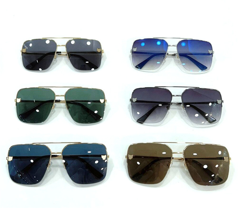 New fashion design men and women square sunglasses 0244S metal half frame simple and popular style versatile outdoor uv400 protection eyewear