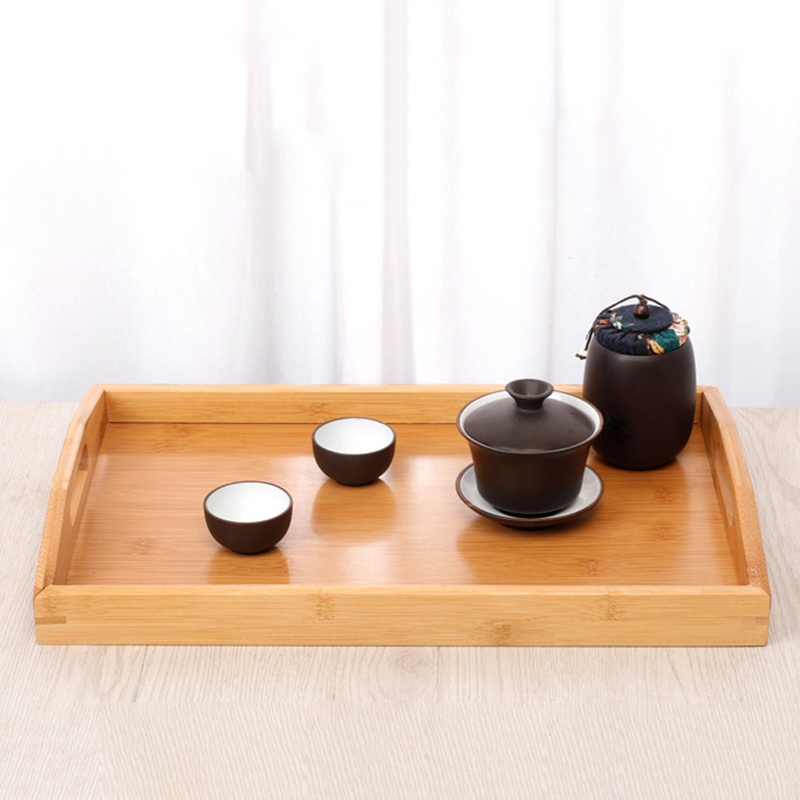 Bamboo Wooden Rectangular Tea Tray Solid Wood Tray Tea Cup Trays Stand Tray Wooden Dinner Plate Storage Tray Tableware