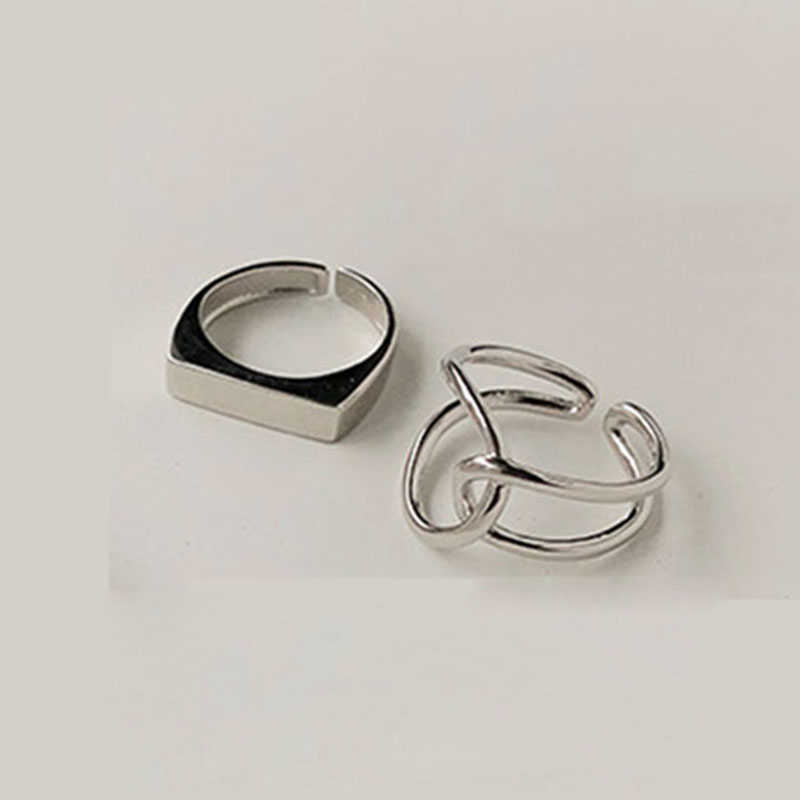 Band Rings Foxanry Minimalist Silver Color Finger Rings Charm Women Girl Thai Silver Jewelry New Fashion Cross Twining Handmade Ring P230411