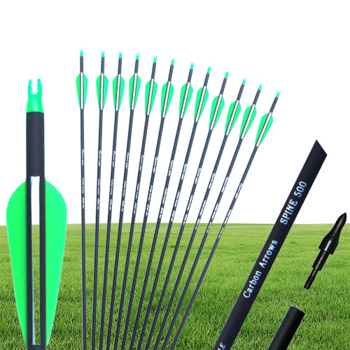 New Carbon Arrow 28quot30quot31quot Archery Arrows Spine500 Changeable Arrowheads Plastic Feathers for Hunting Compound Bow 1740078