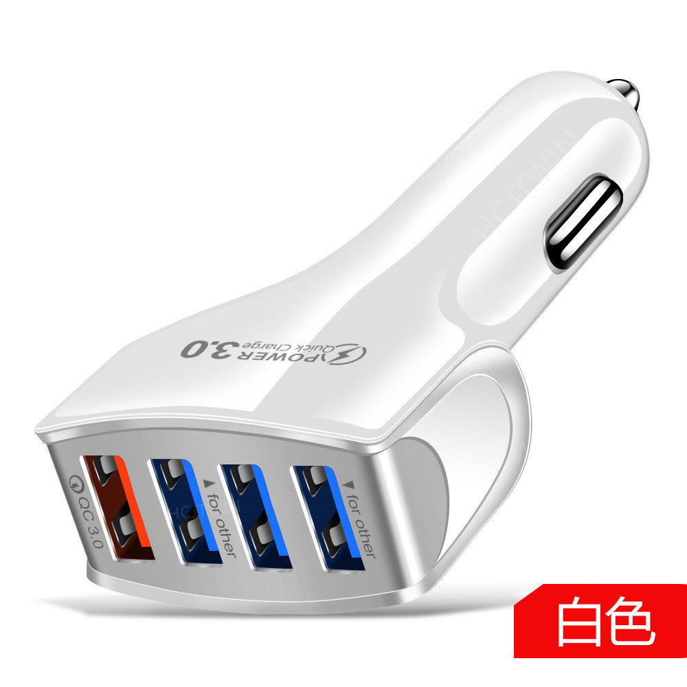 4 USB 포트 QC3.0 자동차 충전기 7A 30W 빠른 3.0 스마트 폰 충전기 iPhone 11 12 13 14 15 Pro Max Samsung Android 충전 어댑터