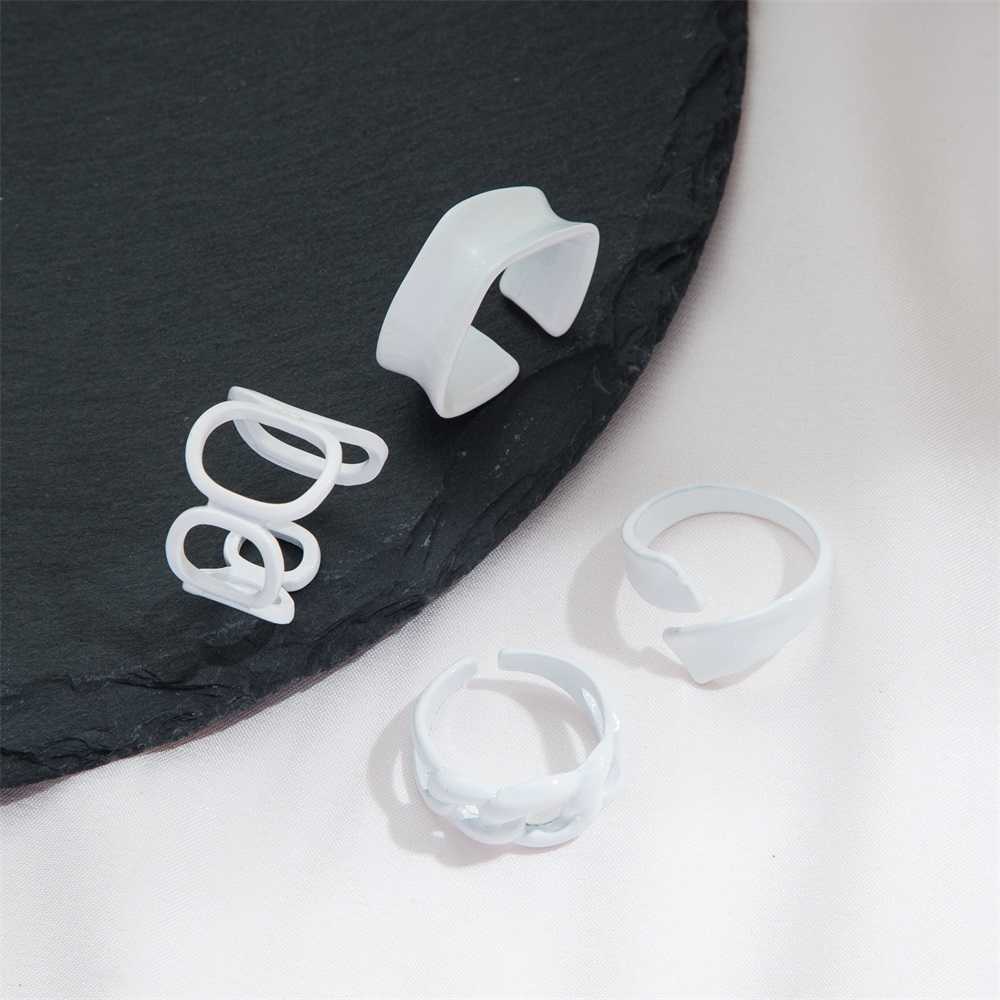 حلقات الفرقة Iparam العصرية Rylic هندسية خاتم مجوفة مجموعة للنساء بوهيميان أبيض مفتوحة قابلة للتعديل 2021 الأزياء هدية المجوهرات p230411
