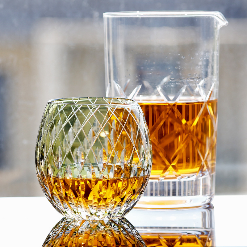 Bicchieri di whisky in vetro di cristallo cognac brandy vodka bourbon scotch d'acqua in vetro taglio taglio a mano design elegante