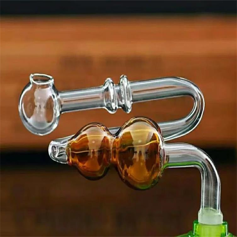 Rökande rör mini Hookah Glass Bongs Färgglad metallform Laddning Hulu Glass Böjd panna