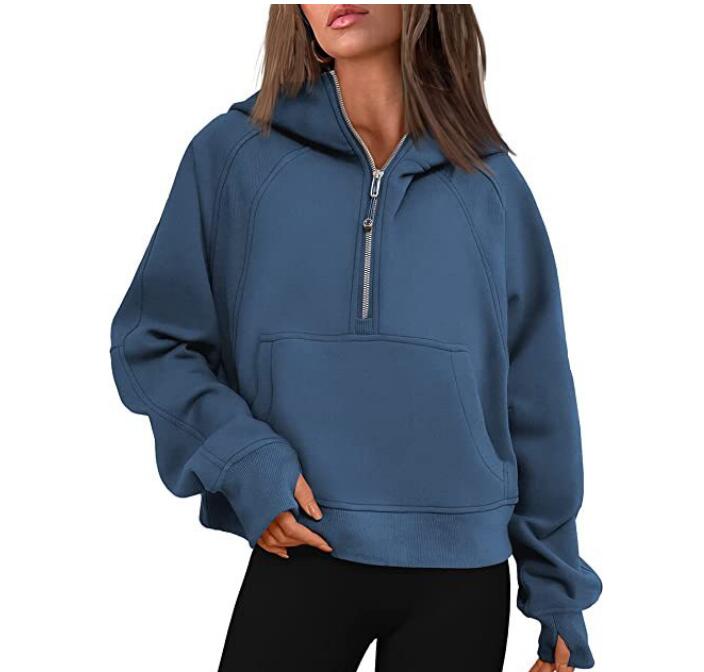 2024 Yoga hoodie scuba Womens Autumn and Winter Plus Velvet Thowrening Jackets Hoodys Sports Half Zipper Terry Designers Tröja Chothing