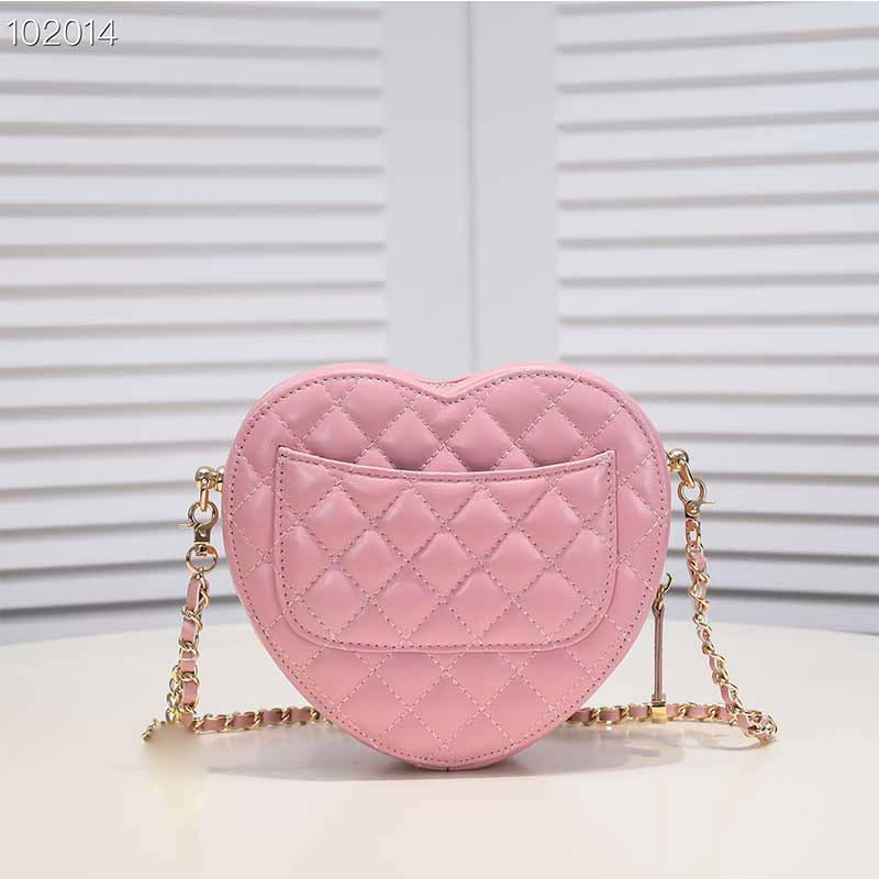 cross body bag Woman love purse Chain Crossbody Bag Designer Handbag Leather Shoulder Bag wallet Brands Mini Heart Love bag With Gold Sling Chain 17CM Cheap Luxury Bag