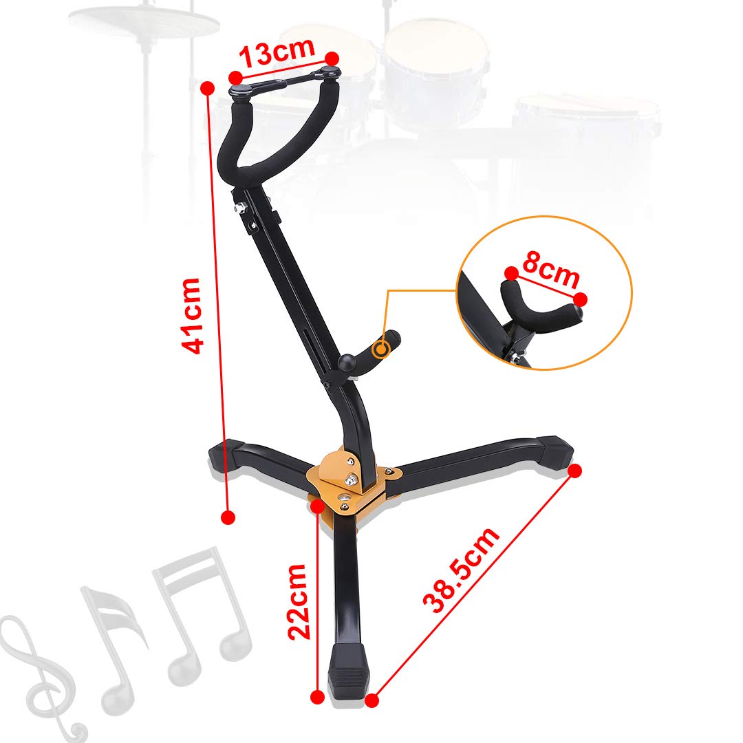 Saxofonstativ vikbar alt/tenor Sax Stand justerbar metall triangelbasdesign