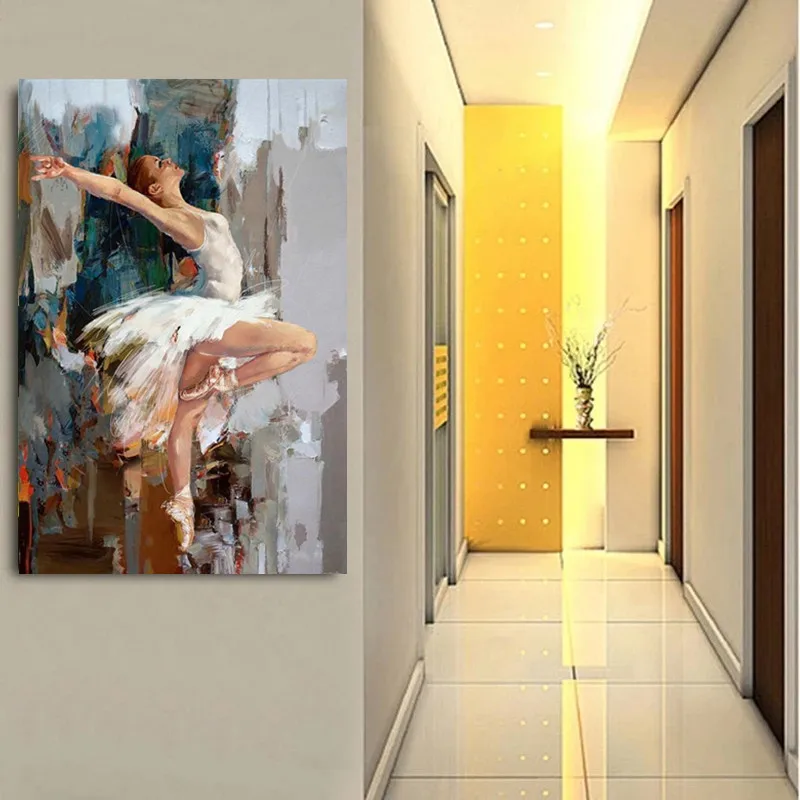 Moderne abstracte Spaanse danseres olieverfschilderijen op canvas handgemaakte ballerina meisje kunst aan de muur voor slaapkamer, danskamer woondecoratie