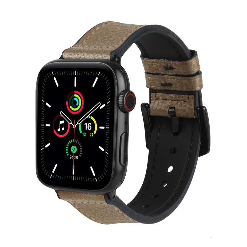 Pour Apple Watch Strap Silicone Sticker litchi print appleiwatch7654321 Bracelet en cuir 38/40/41mm Universal 42/44/45/49mm Universal