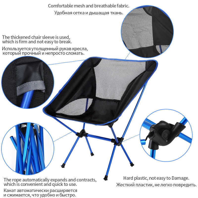 Lägermöbler Travel Portable Folding Chair Outdoor Camping Chairs Oxford Cloth Ultralight Beach BBQ Vandring Picknickstol Fiskeverktyg Stol HKD230909