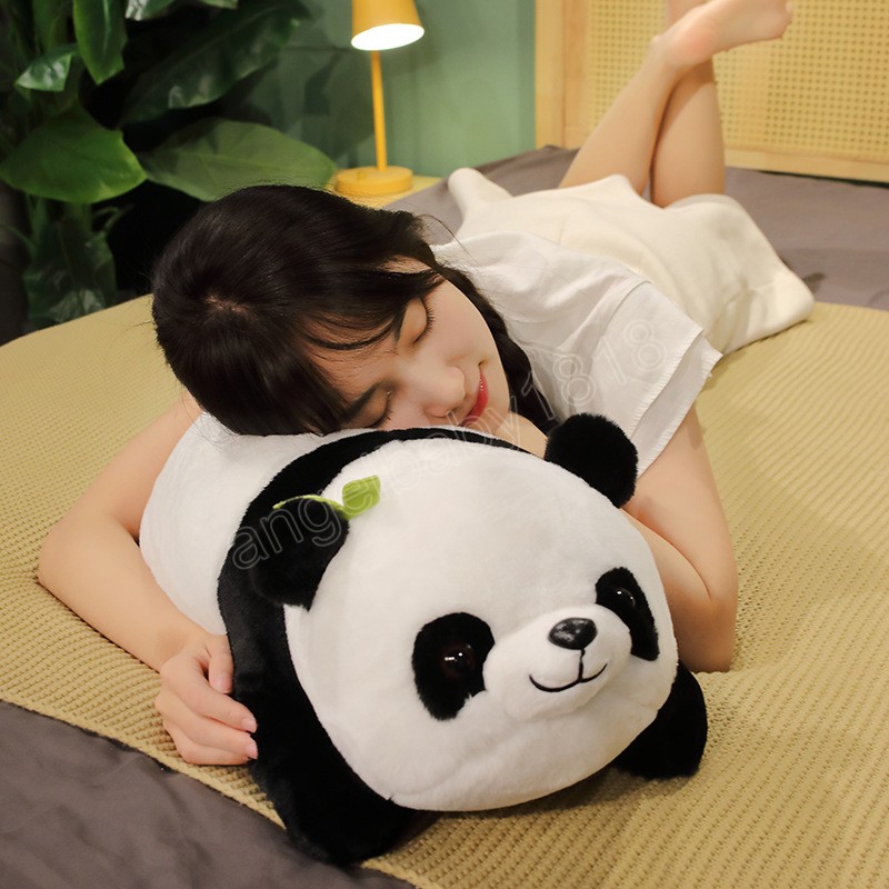 50 cm liegen Panda pluche speelgoed kawaii bamboe panda poppen gevuld zacht kussen voor kinderen verjaardagscadeau