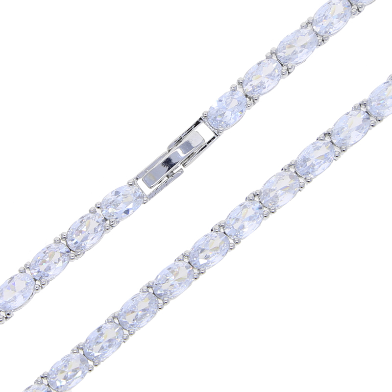 Oval Sparkling CZ Tennis Chain Halsband för män Iced Out Bling Rectangle CZ Hip Hop Classic Jewelry