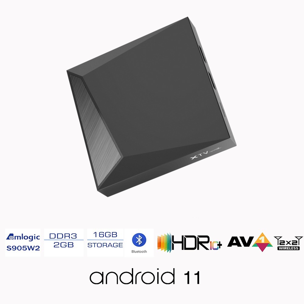 XTV Air med BT Remote TV Box 4K 4K Player Android 11 2GB RAM 16GB ROM 5G Dual WiFi Set Top Box