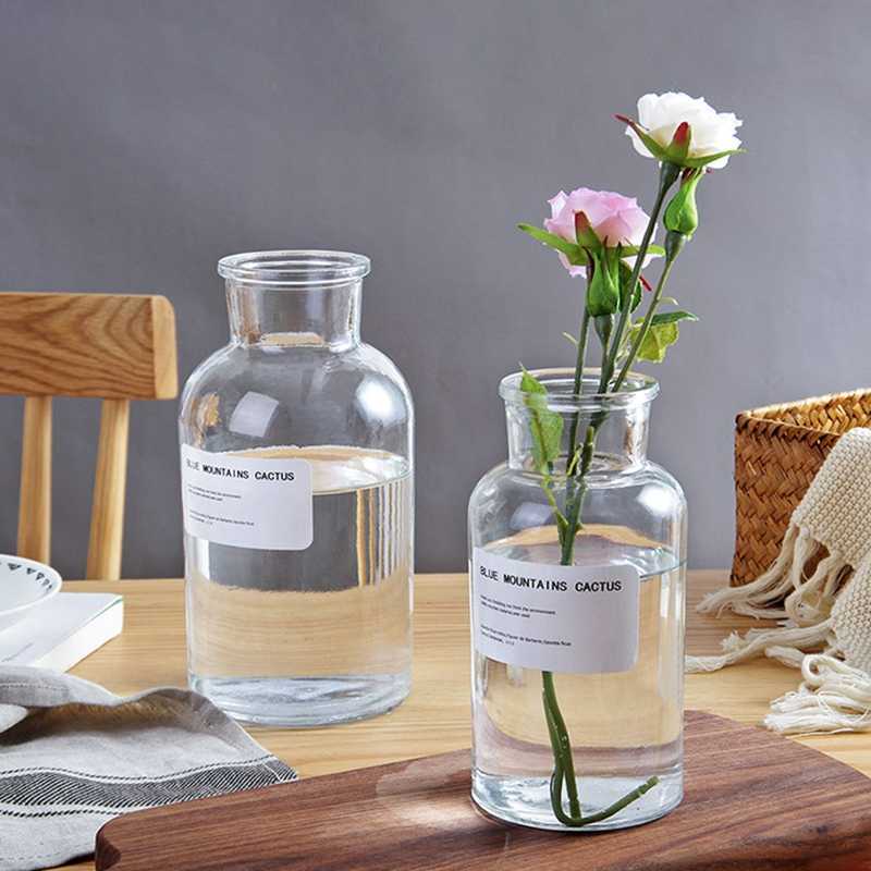 Vazen Noordse glazen bloem vazen ​​gedroogde bloem arrangement fles creatieve hydrocultuur terrarium container woonkamer bureaubladdecor P230411