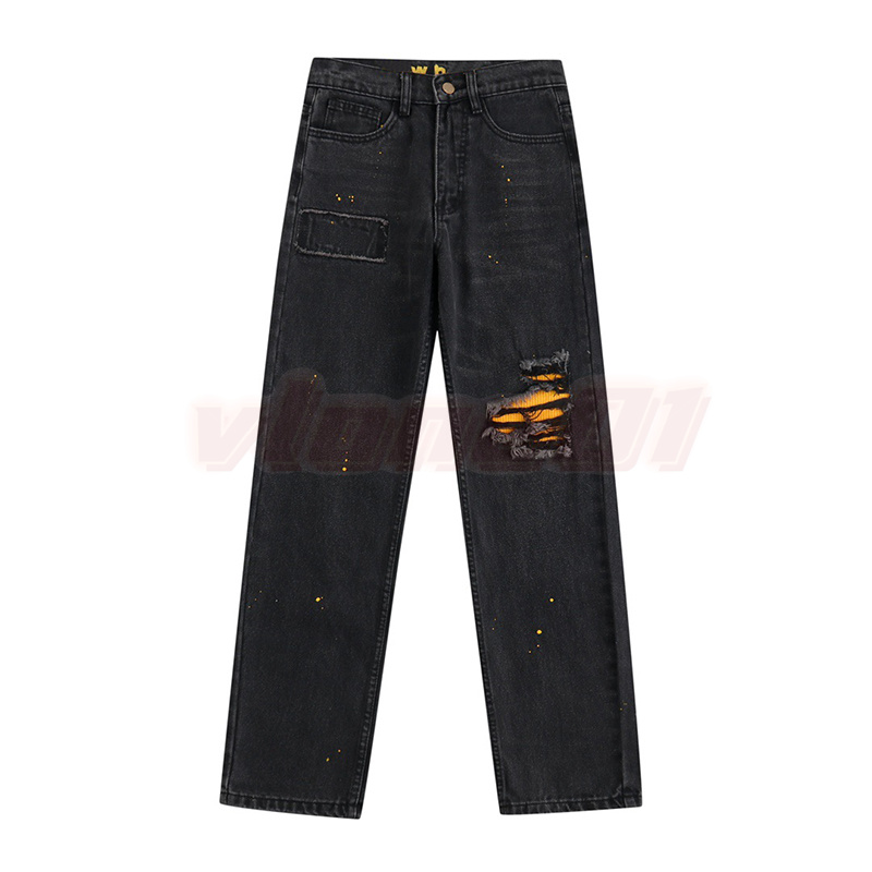 Mens Jeans Ripped Men Womens Streetwear Jeans Denim Pants Man Casual Hip Hop dragkedja byxor för manlig stretchbyxa