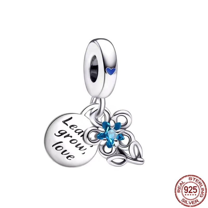 925 Sterling Silver Blue Devil's Palm Eye Charm obserwacja księżyca Fox Butterfly Dangle biżuteria koralik Fit oryginalna bransoletka Pandora