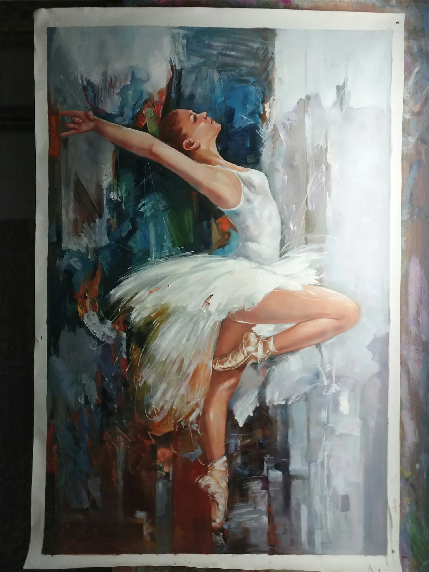 Moderne abstracte Spaanse danseres olieverfschilderijen op canvas handgemaakte ballerina meisje kunst aan de muur voor slaapkamer, danskamer woondecoratie