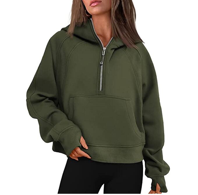 2024 Yoga hoodie scuba Womens Autumn and Winter Plus Velvet Thowrening Jackets Hoodys Sports Half Zipper Terry Designers Tröja Chothing