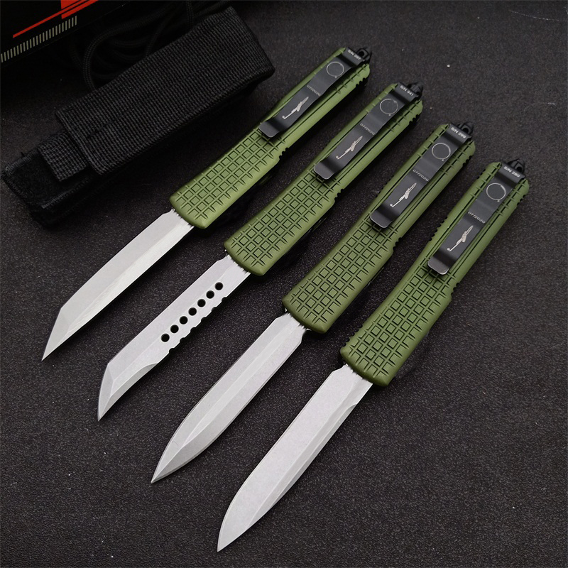 8.07" Micro tech Navy Automatic Knife 3.14" D2 Steel Blade T6-6061 aluminum alloy Handle Camping Outdoor Tactical Combat Self-defense Knives EDC Pocket AUTO Knife