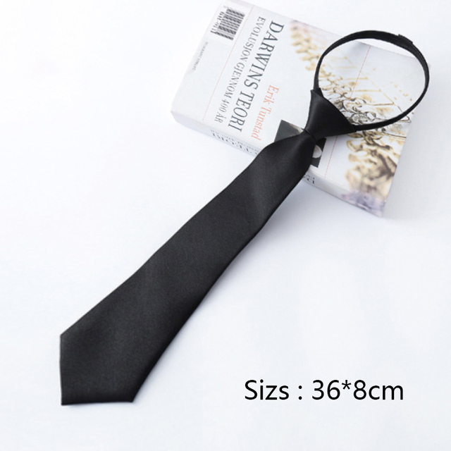 Groom Ties Black Unisex Zipper Ties Retro Silky Narrow Neck Tie Slim Smooth Simple Elegant All-match Trendy Tie