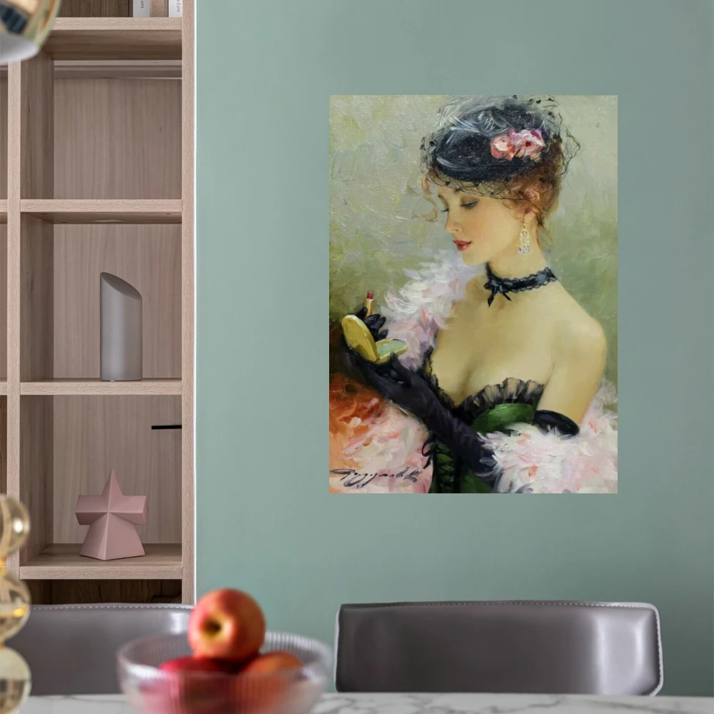 Pintura a óleo moderna de parede de mulher bonita em tela para quarto, banheiro, sala de estar, imagens de decoração de casa, feitas à mão