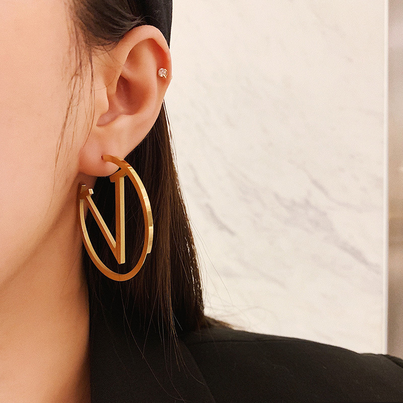 Luxury big gold charm earring designer for woman 4cm for girls ear studs set designer jewelry earring Valentine