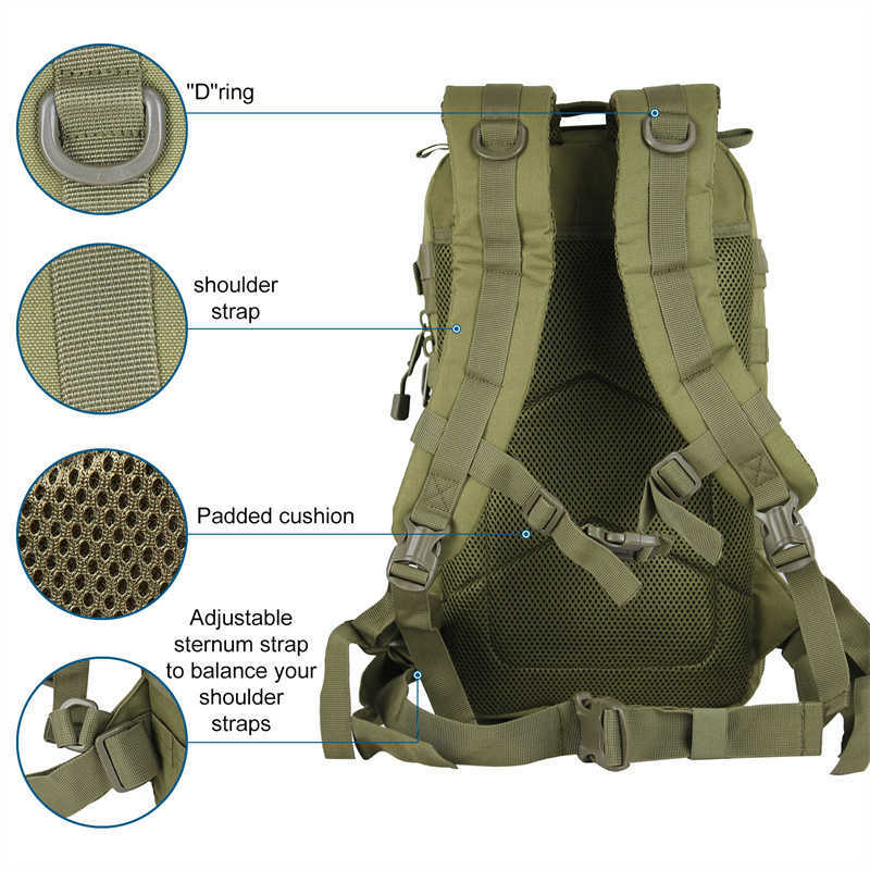 30L mannen Militaire klimtas Outdoor Army Tactische rugzak wandelen Travel Sports Rucksack Waterdichte kamperen Hunting Backpack 230412