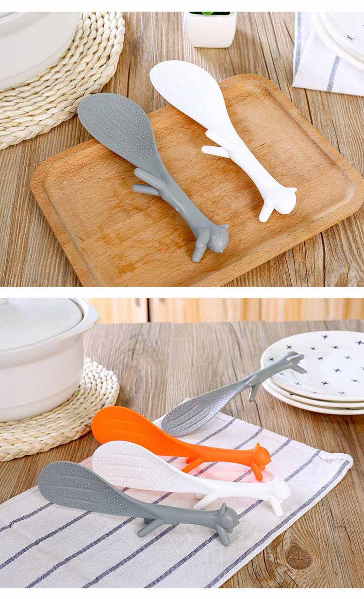 Cartoon Squirrel Lepel Non Stick Rice Shovel Paddle Paddle Padlele Creative Moost Stand Maaltijd Lepel Kookgereedschap Keukenaccessoires