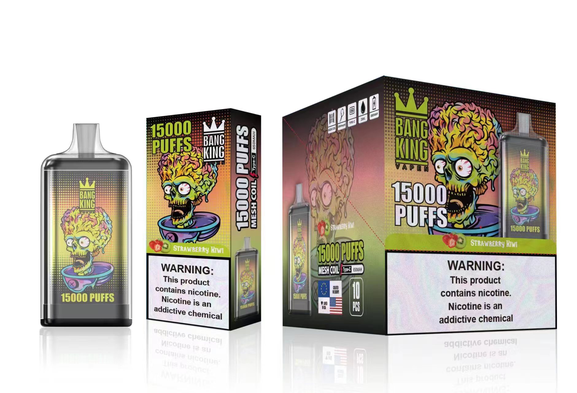 Original Bang King 15000 Puffs Disponible Vape E-cigaretter Vapes Electronic Device Pre Filled Vape vs Puff 15K Puffs