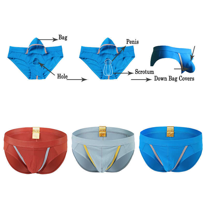 Underpants Open Front Pouch Hole Hollow Out Briefs Men Sexy Lingerie Mens Underwear Briefs Tanga Underpants W0412