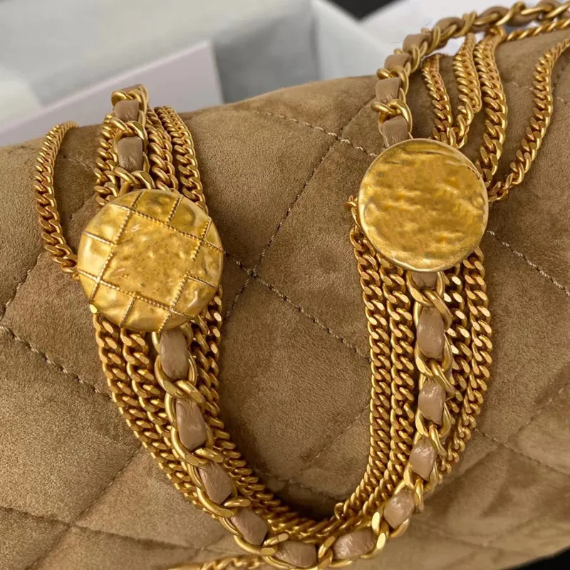 10A nieuwe top designer luxe gouden muntentas 22S hete stijl mat imitatie herten fluweel een schouder mandarijn eend gesp ketting klassiek modemerk originele geschenkdoos