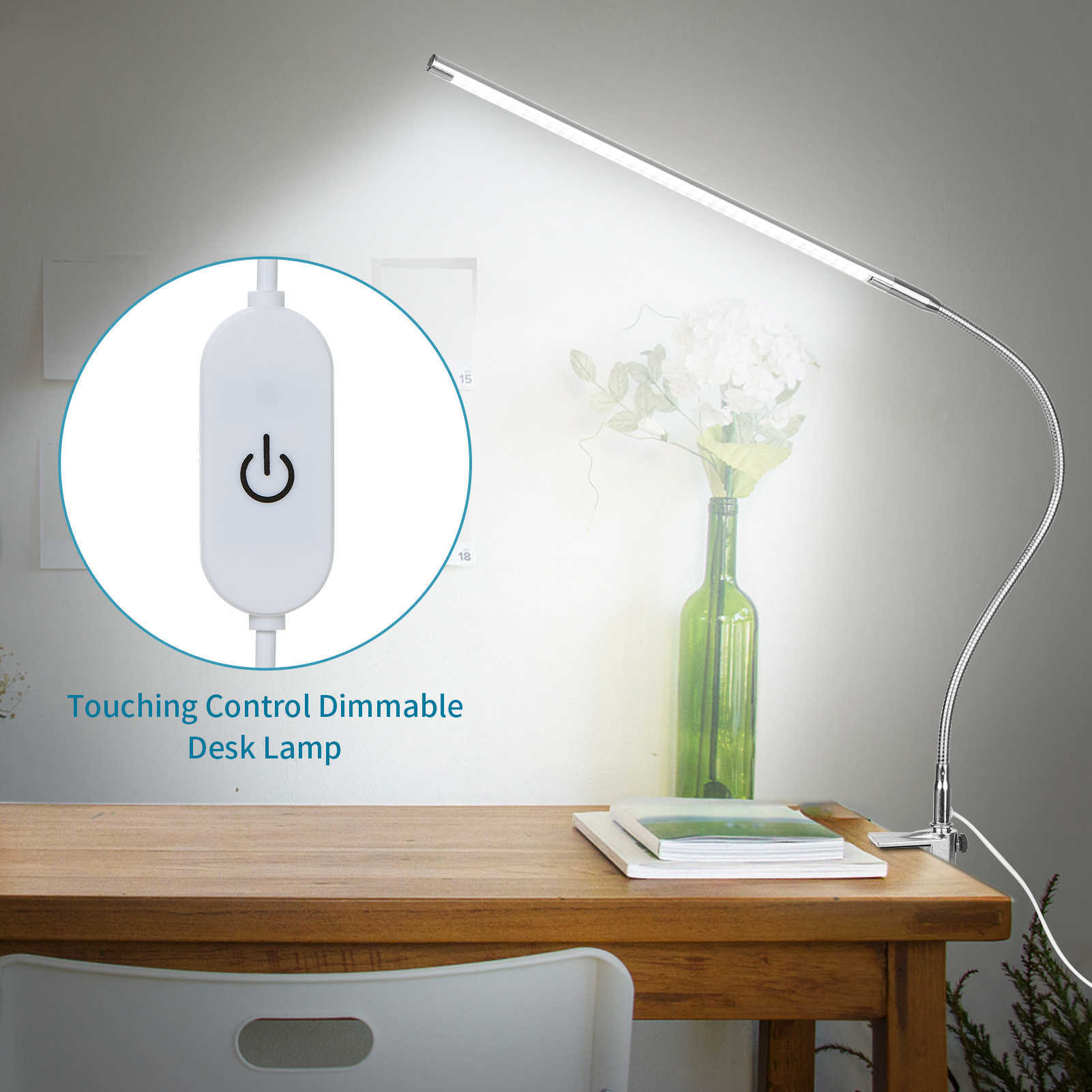 Lampy biurkowe 10 W USB Lampa biurka LEDS Białe oświetlenie dotyk Kontrola Dykrowane Diody Czytane Światło do łóżka zagłówek biurowy P230412