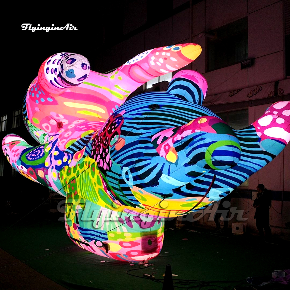 6m Vivid Large Colorful Inflatable Rabbit Balloon Cartoon Animal Mascot Jumping Bunny Model For Concert Stage Decoration