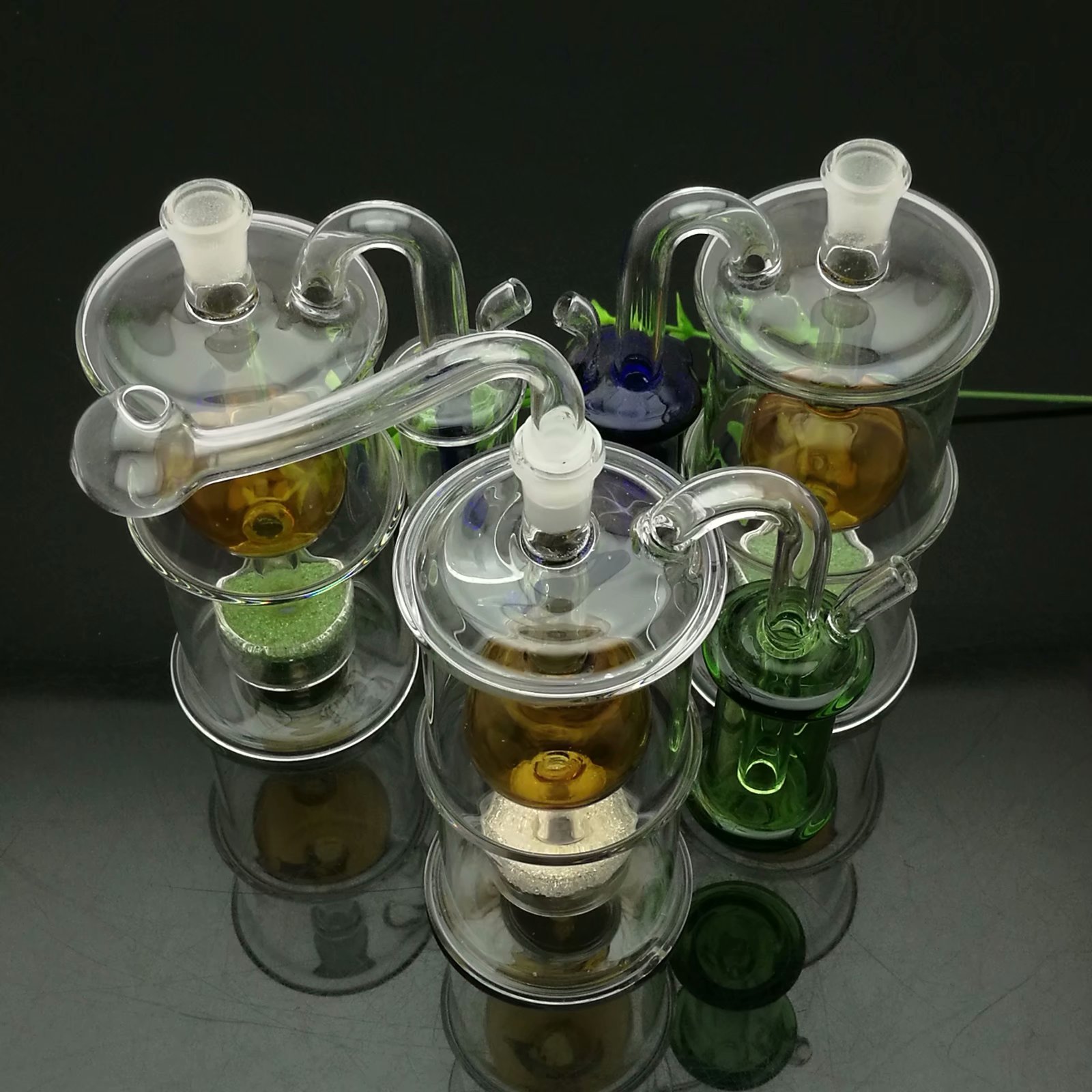 Sigara borusu mini nargile cam bonglar renkli metal şekil klasik dış cam kum çekirdek filtre su borusu