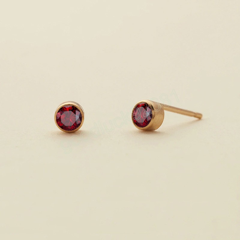 Rostfritt stål Birthstone Ear Stud örhängen Guldfärg Månad Jan-Dec Ear Piercing Crystal Stud Earring for Women Gift