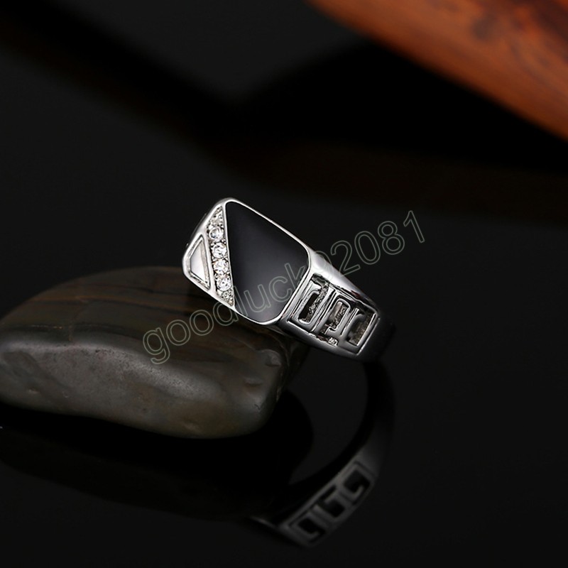 Классические простые мужские кольца квадрат черные кольца мужские пальцы кольца для мужчин обручальные свадебные роскошные украшения ювелирные изделия
