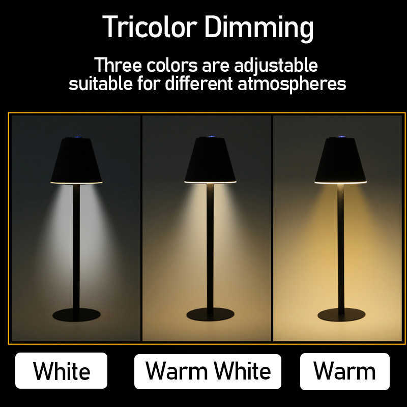 Desk Lamps Nordic Art Cordless Bar Table Lamp USB Touch Dimming Desk Lamp LED Eye-Protection Bedside Lamp for Restaurant Cafe Bedroom Decor P230412