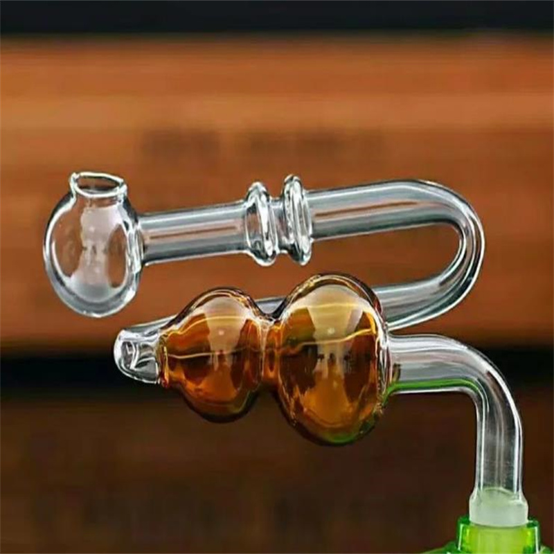 Rökande rör mini Hookah Glass Bongs Färgglad metallform Laddning Hulu Glass Böjd panna