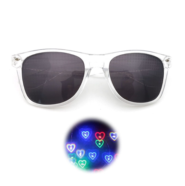 Quadratische Spezialeffektbrille American Eyewear Beobachten Sie, wie sich die Lichter nachts in Herzform ändern Beugungsbrille Mode-Sonnenbrille