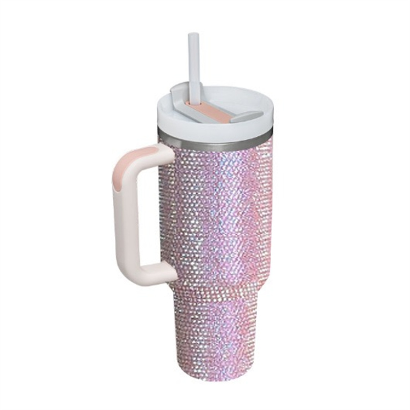 40oz strass tumlare med handtag skimmer tumlare rostfritt stål stora kapacitet öl mugg isolerad resemugg reser kaffemugg för DIY