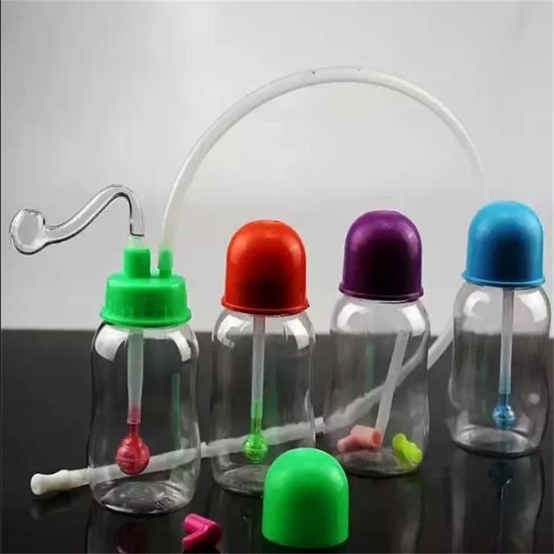 Курящая труба мини -кальян стеклянные бонги красочная металлическая форма молочной бутылки пластиковая вода бутылка для курящей бутылки