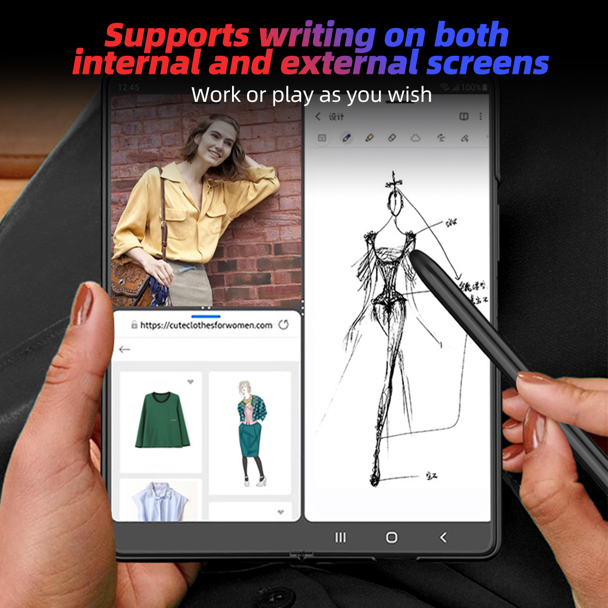 Zastąpienia ołówka dotykowa dla Samsung Galaxy Z Fold 2 -krotnie 4 -krotnie 5G Case Pojemność Stylus Pióra Pióra Ekran tabletowy