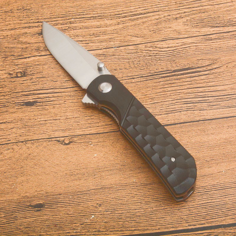 Special Offer G0411 Flipper Folding Knife 9Cr18Mov Satin Drop Point Blade Black G10 Handle Ball Bearing Fast Open EDC Pocket Knives